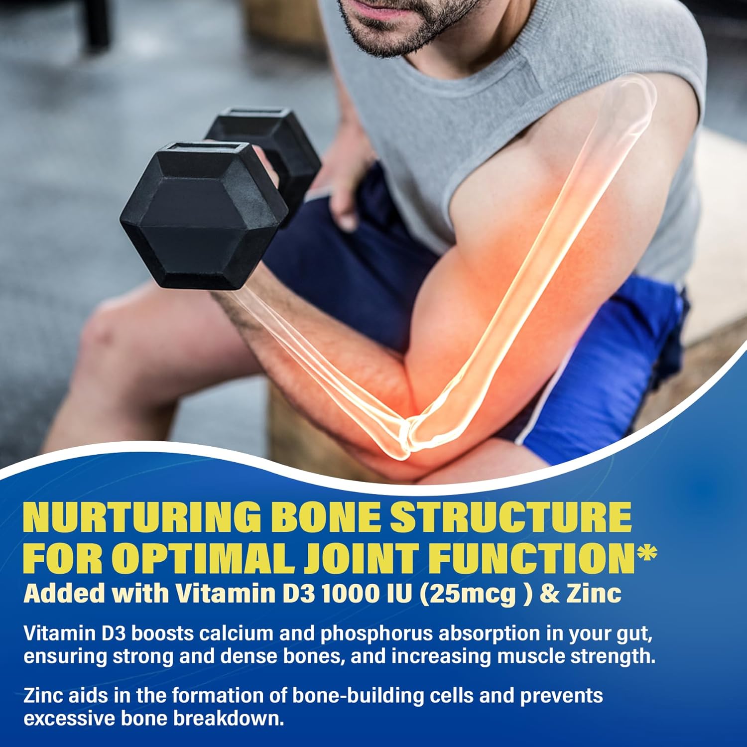 NEVISS 2000MG Sugar Free Glucosamine Gummies with Chondroitin, MSM, Turmeric, Boswellia, Hyaluronic Acid & Vitamin D3 - Mobility, Comfort, Flexibility, Bone Support - 60Cts