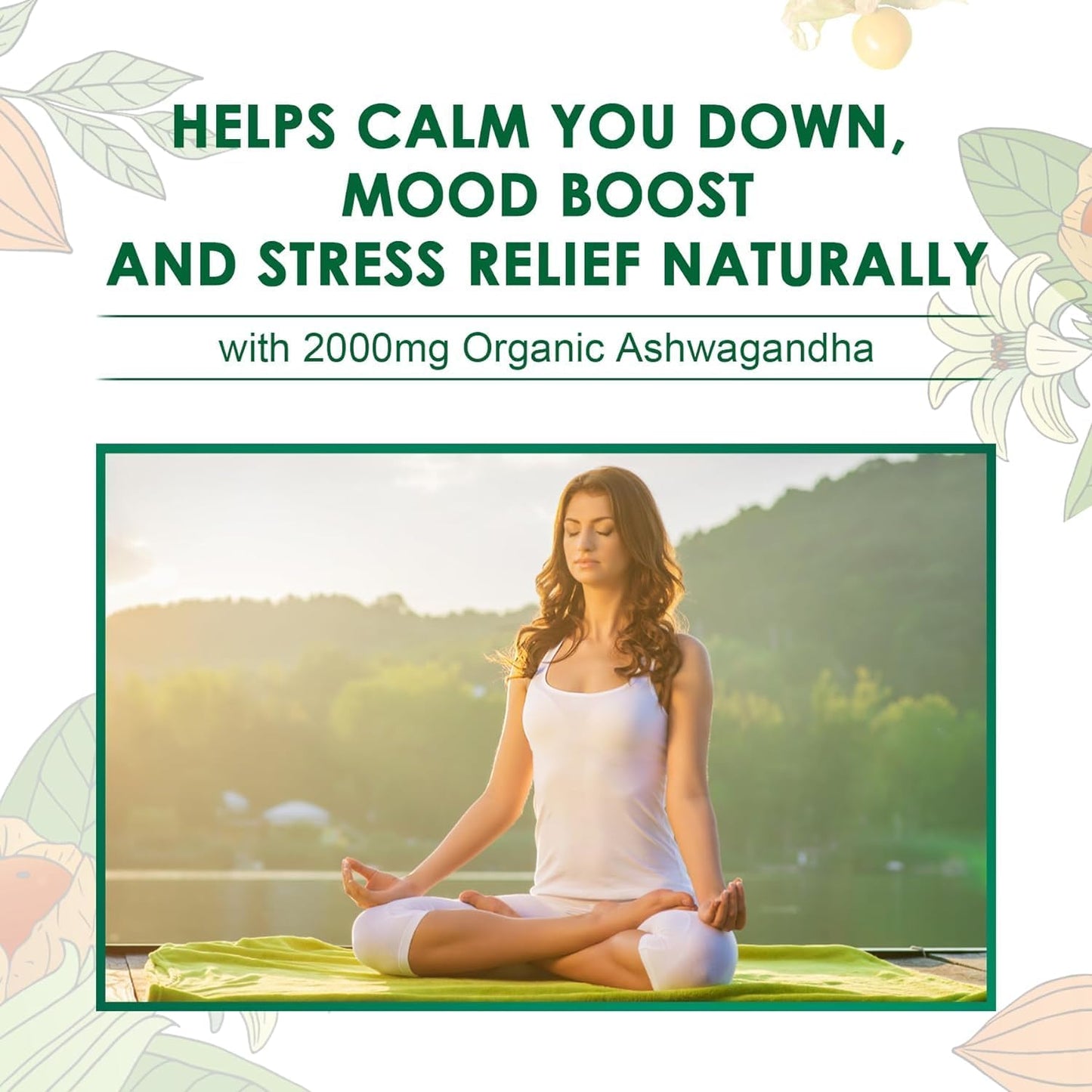 NEVISS Ashwagandha Gummies 2000mg with L-Theanine, 5-HTP, Lemon Balm, Magnesium - 120 Count for Calm, Zzzs, Relaxation & Refreshment