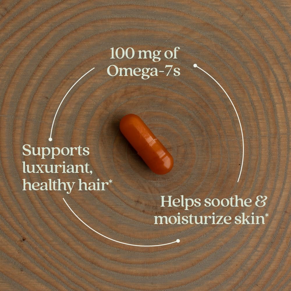 New Chapter Supercritical Omega 7 Capsules with Sea Buckthorn - Plant Sourced Fatty Acids - Non-GMO - 30 Vegetarian Capsules