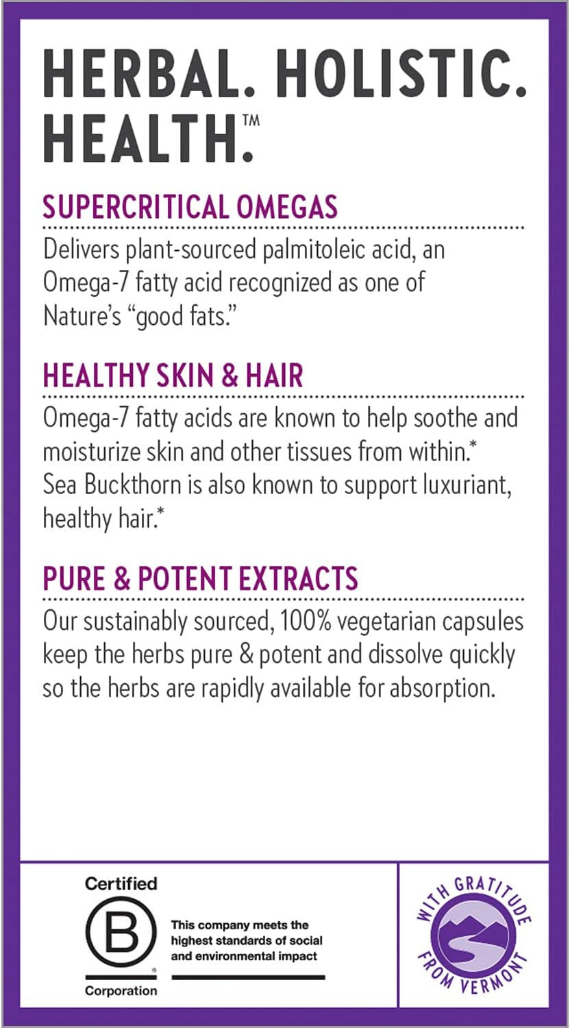 New Chapter Supercritical Omega 7 Capsules with Sea Buckthorn - Plant Sourced Fatty Acids - Non-GMO - 30 Vegetarian Capsules