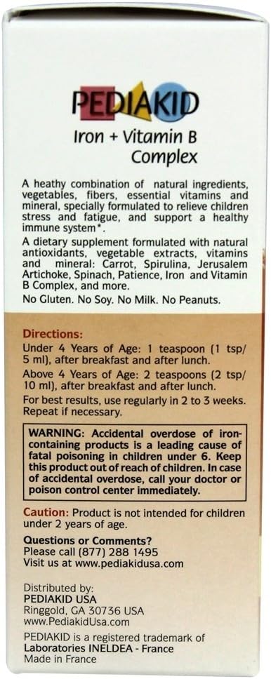 New Formula Pediakid Iron + Vitamin B Complex Supplement for Children's Fatigue and Tiredness