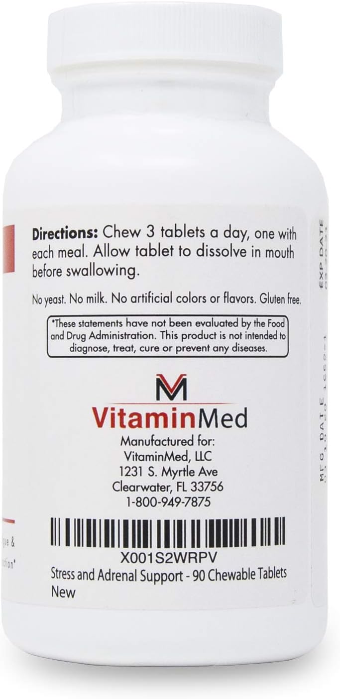 New Health Products Stress and Adrenal Support Chewable Tablets - Citrusy Orange Flavor - 90 Tablets