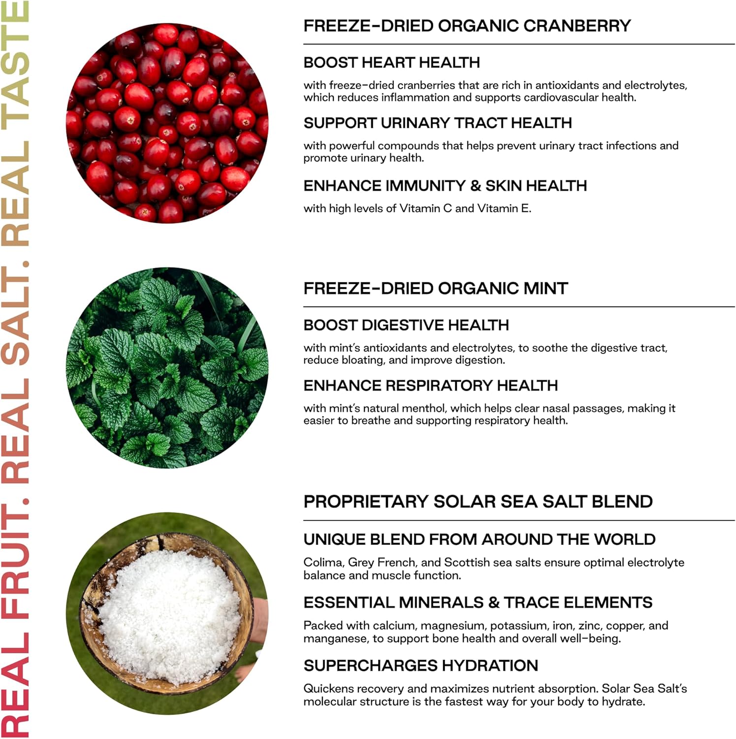 New! Know Brainer Cranberry Mint Electrolyte Powder Packets - Organic & Freeze-Dried for Optimal Hydration with Solar Sea Salts for Balance