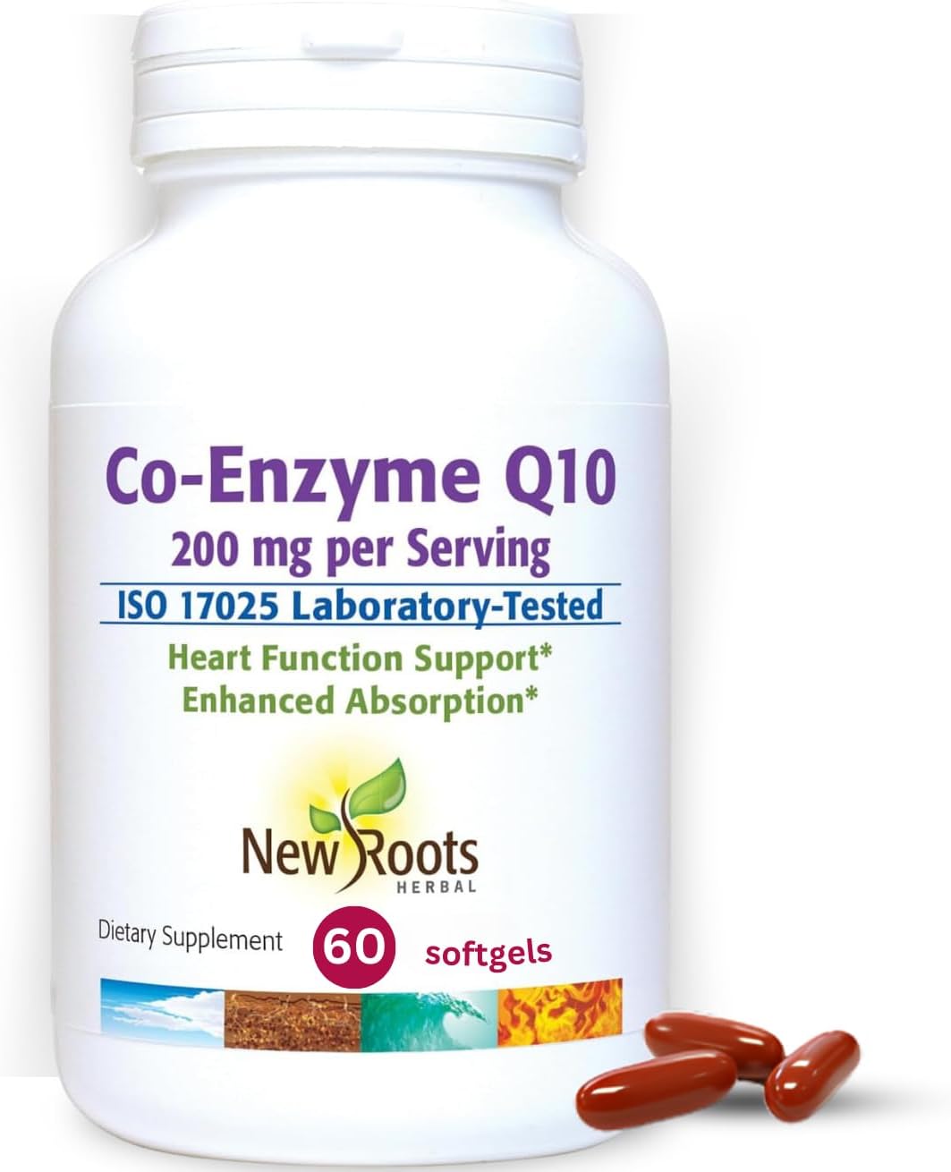 New Roots Coenzyme Q10 (CoQ10) 200 mg Softgels - Heart Health & Energy Support - Doctor Formulated - Natural Fermentation - 30-Day Supply