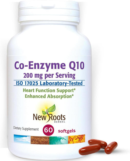 New Roots Coenzyme Q10 (CoQ10) 200 mg Softgels - Heart Health & Energy Support - Doctor Formulated - Natural Fermentation - 30-Day Supply