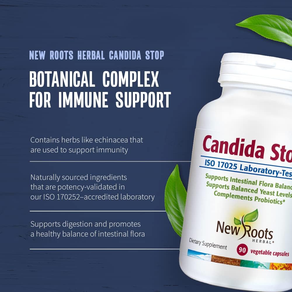 New Roots Herbal Candida Cleanse Supplement - Stop Overgrowth, Support Intestinal Flora, 90 Capsules, Oregano, Echinacea, Botanical Complex