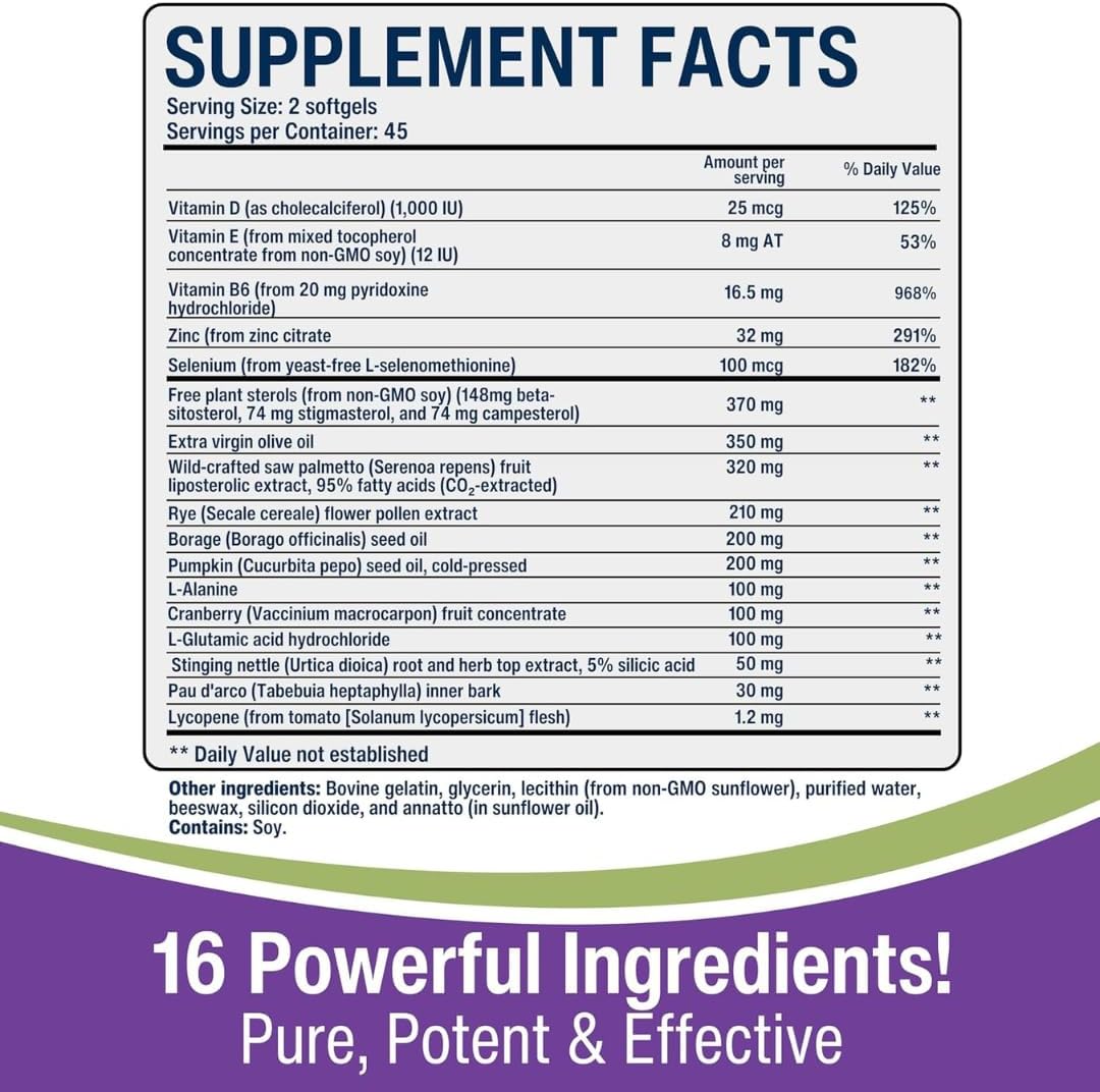 New Roots Prostate Supplement - Super Blend of 16 Powerful Herbals for Urinary Health (90 Softgels)