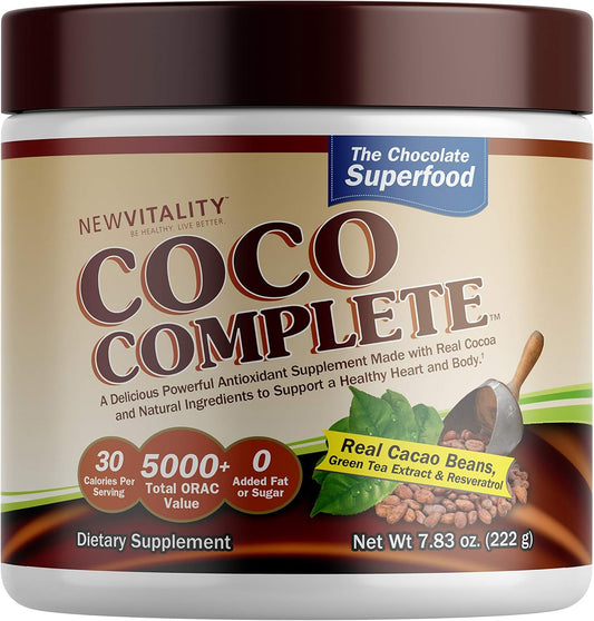 New Vitality Coco Complete: Immune System Boosting Superfood Powder with Green Tea Extract - Chocolate Flavor, 30 Servings