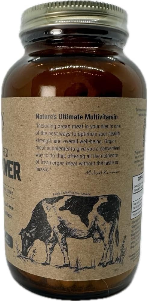 New Zealand Grass-Fed Beef Liver Capsules - 3000mg, 100% Pasture-Raised, Freeze-Dried, 180ct - MK Supplements