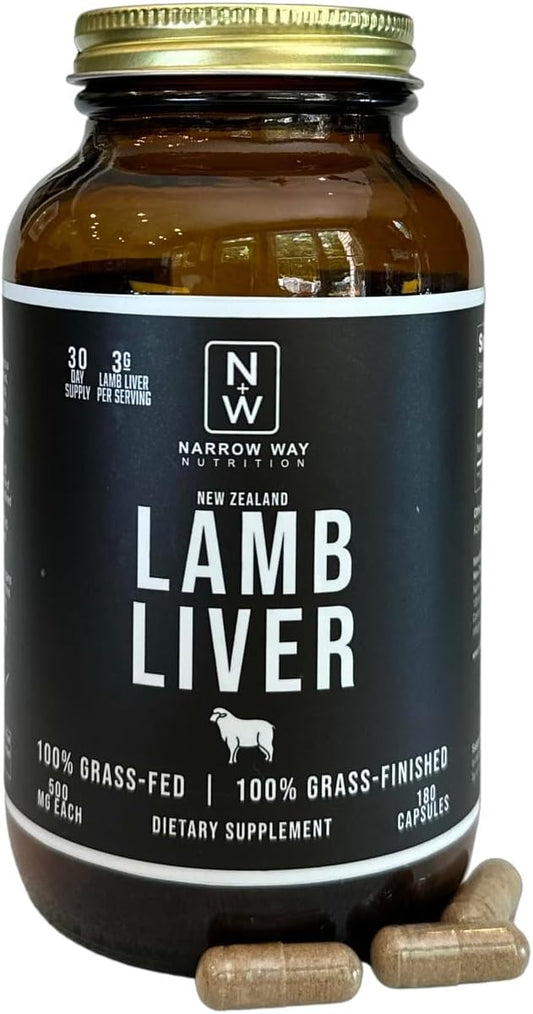 New Zealand Lamb Liver Capsules - Regeneratively Raised, 100% Grass-Fed & Finished, 30 Day Supply (180 Capsules)