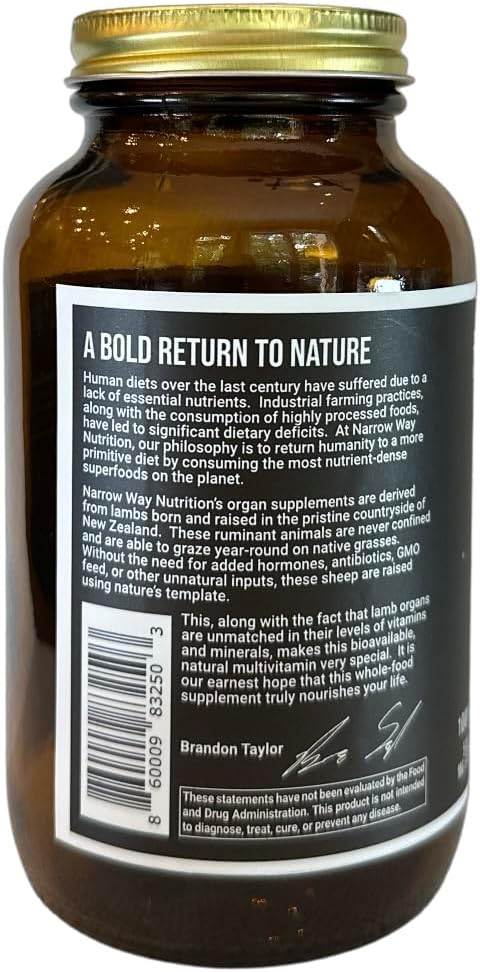 New Zealand Lamb Liver Capsules - Regeneratively Raised, 100% Grass-Fed & Finished, 30 Day Supply (180 Capsules)