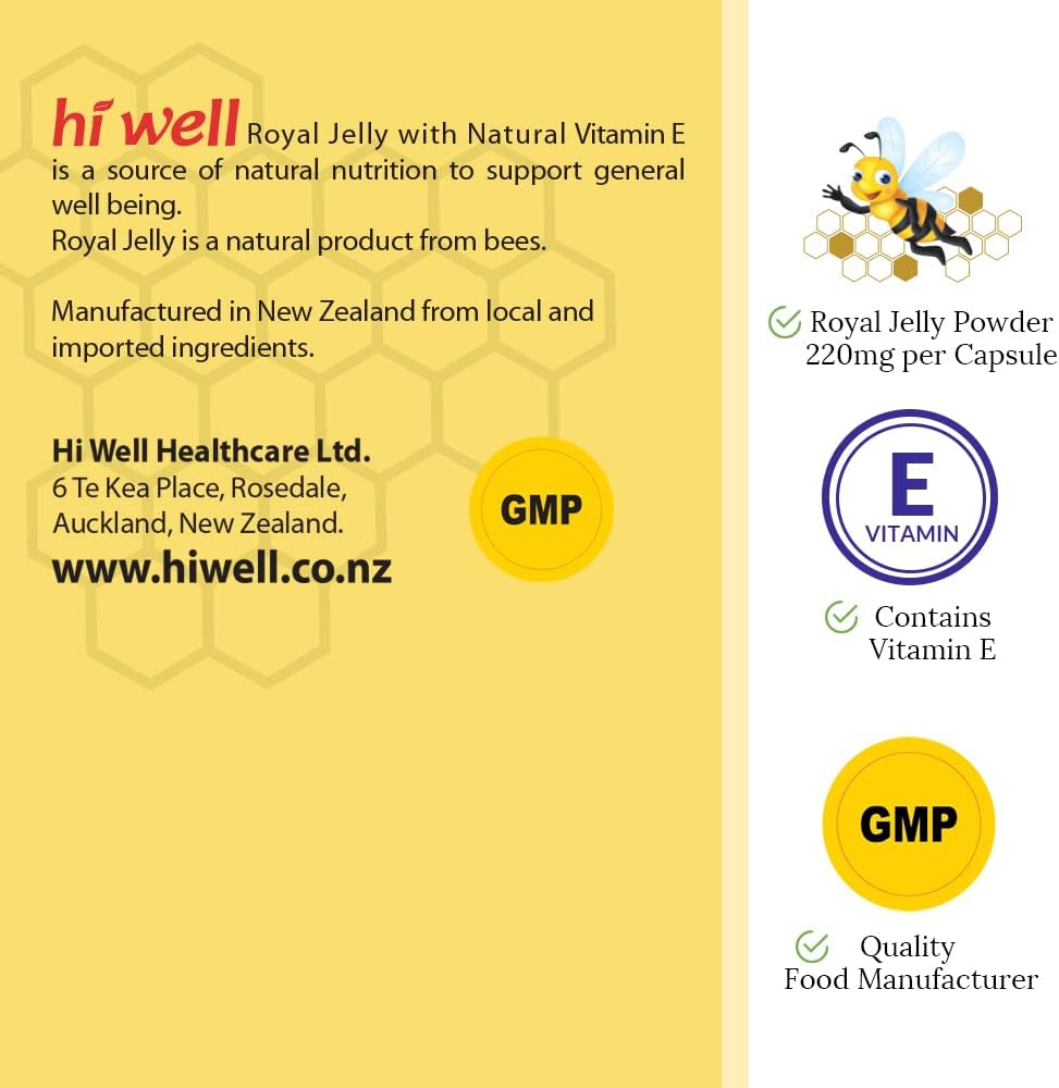 New Zealand Pure & Natural Hi Well Premium Royal Jelly with Vitamin E Softgels - Pack of 2