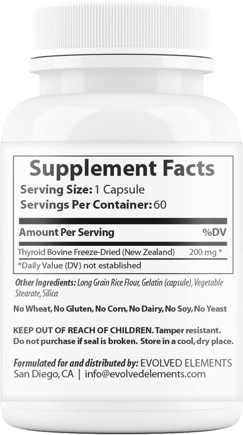 New Zealand Sourced Desiccated Bovine Thyroid Capsules for Women - Energy & Metabolism Support - Non-GMO - 60 Capsules