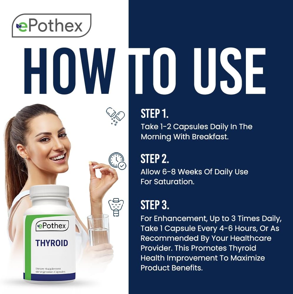 New Zealand Sourced EPOTHEX Raw Grass-Fed Desiccated Bovine Thyroid Capsules for Thyroid & Energy Support