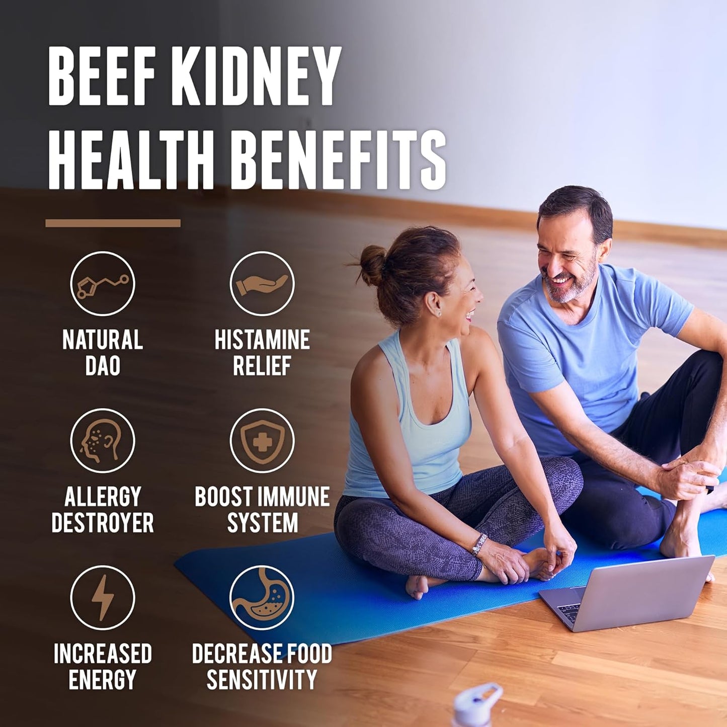 New Zealand Sourced Grass Fed Beef Kidney Supplement (200 Count) for Kidney and DAO Health Support by One Earth Health