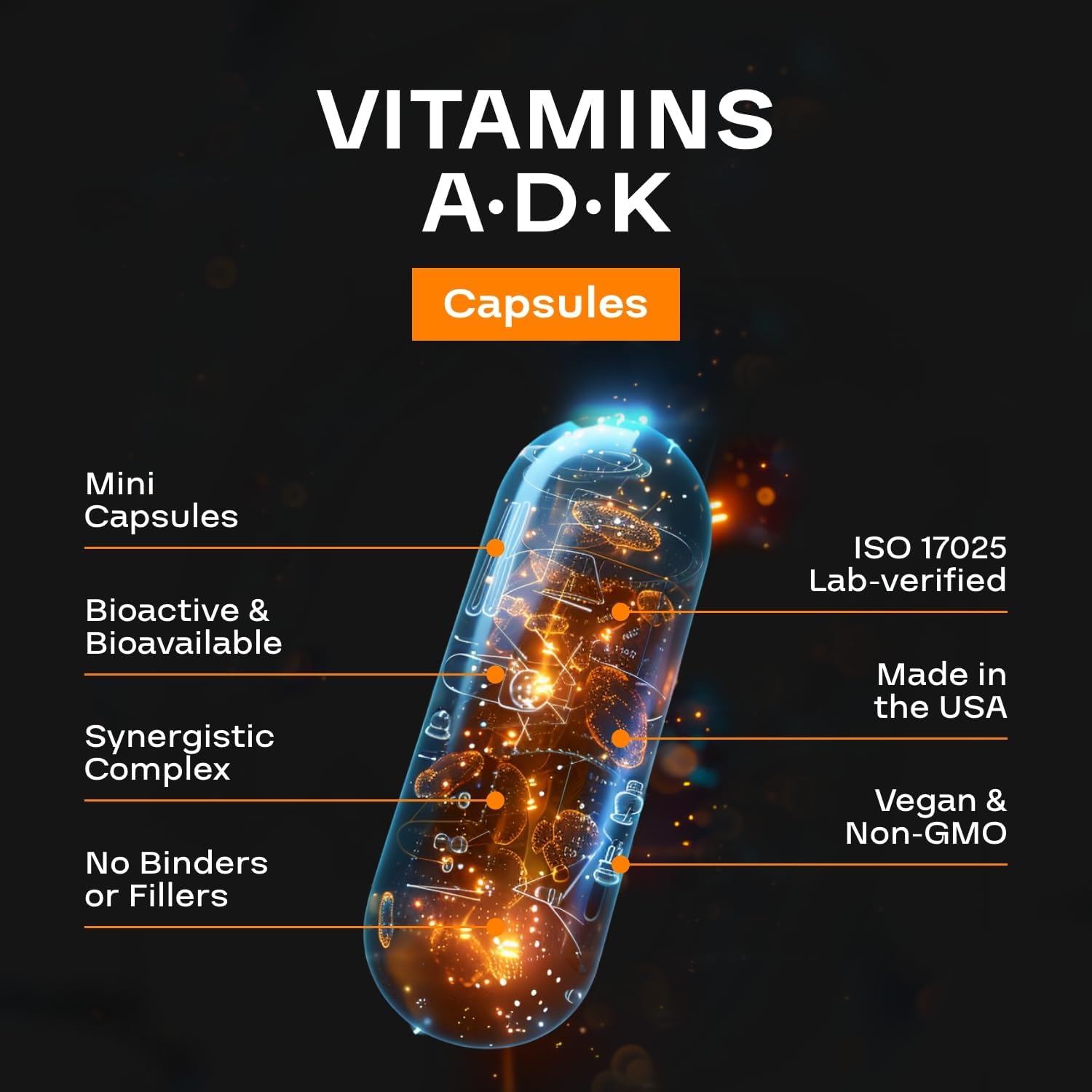 NEXGEN BLENDS High Absorption ADK Vitamin Supplement - Vegan D3 K2 MK7 & A for Bone Health - 5000IU D3 Non GMO Gluten Free - 3 Month Supply