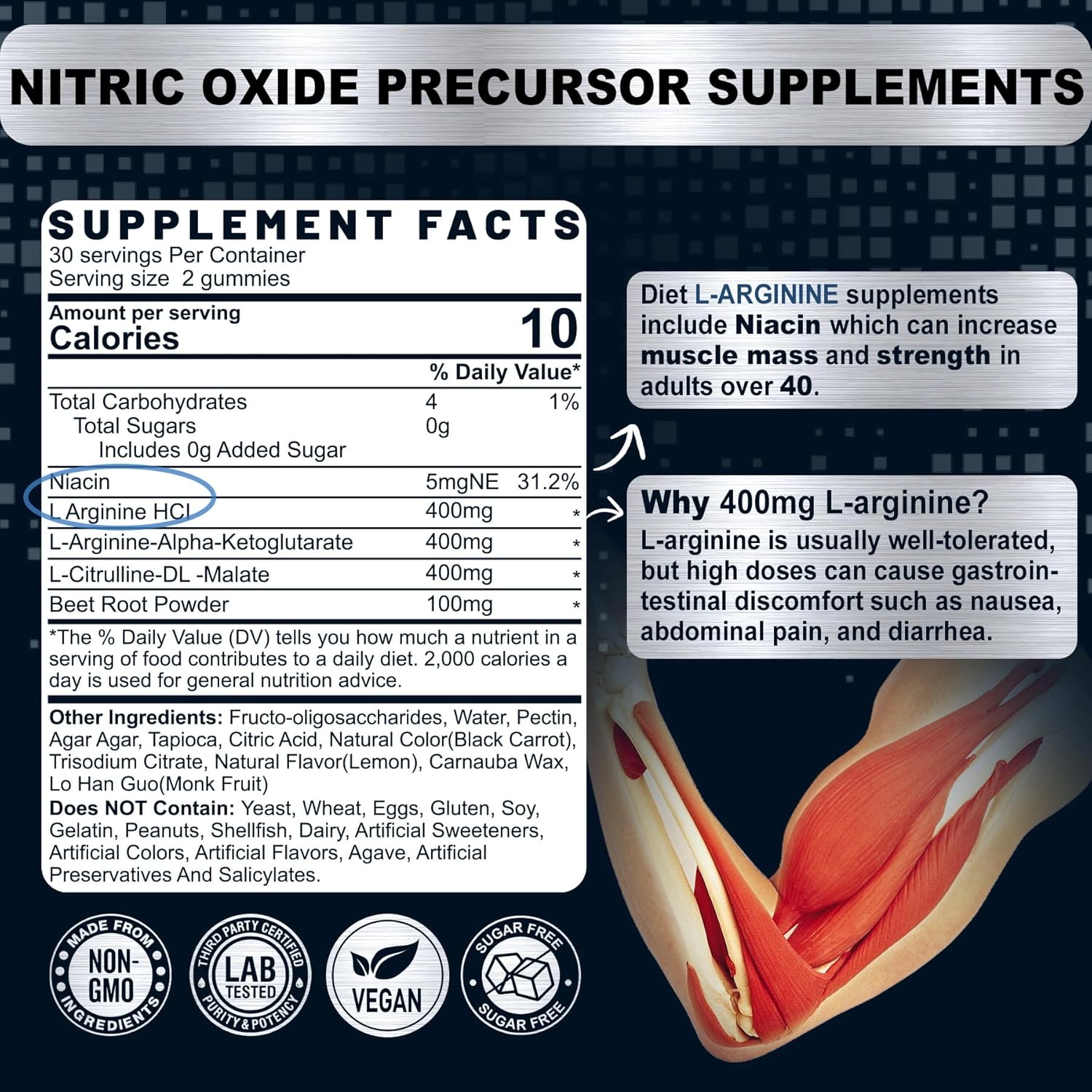 Nextdia L-Arginine Gummies with Berberine - 1500mg Supplement for Heart Health and Circulation Boost