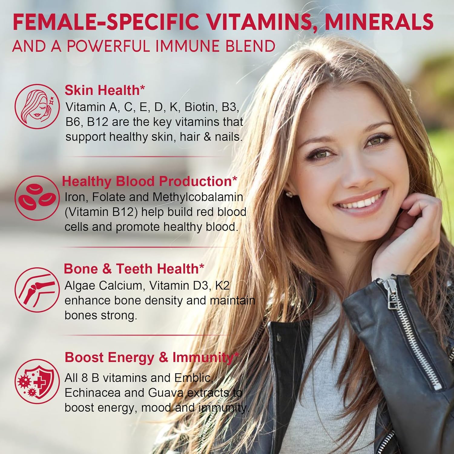 Nextdia Women's Sugar-Free Multivitamin Gummies with Algae Calcium, Vitamins A, C, D3, E, K, B12, Iron, Folate, Biotin, Inositol - Vegan Hair, Skin, Energy, Immune, Bone Support