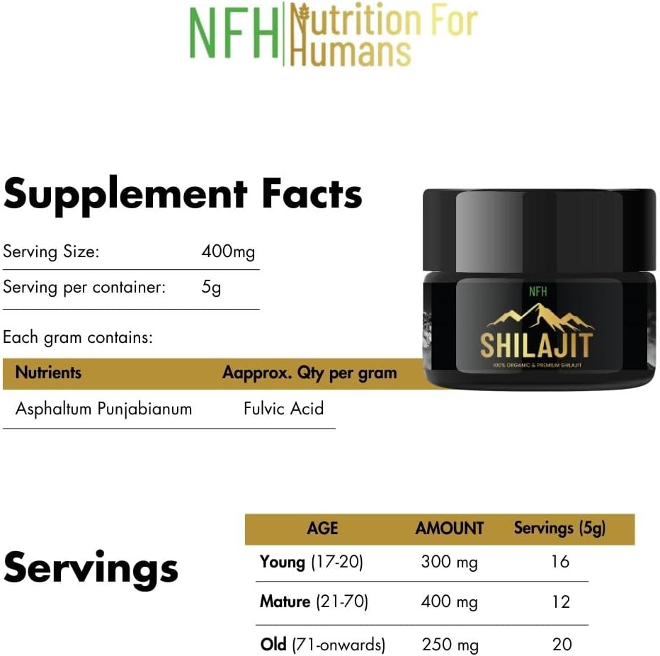 NFH Pure Himalayan Shilajit Resin Supplement | Supports Vitality & Immunity | Authentic Gold Grade | Fulvic Acid & Trace Minerals | 5g