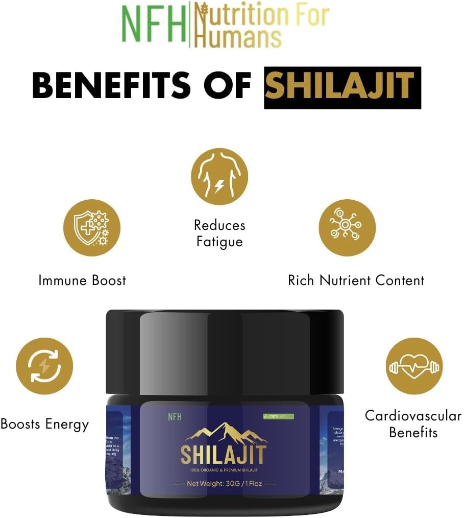 NFH Pure Himalayan Shilajit Resin Supplement | Vitality & Immunity Support | Gold Grade Organic Resin with Fulvic Acid | 30g