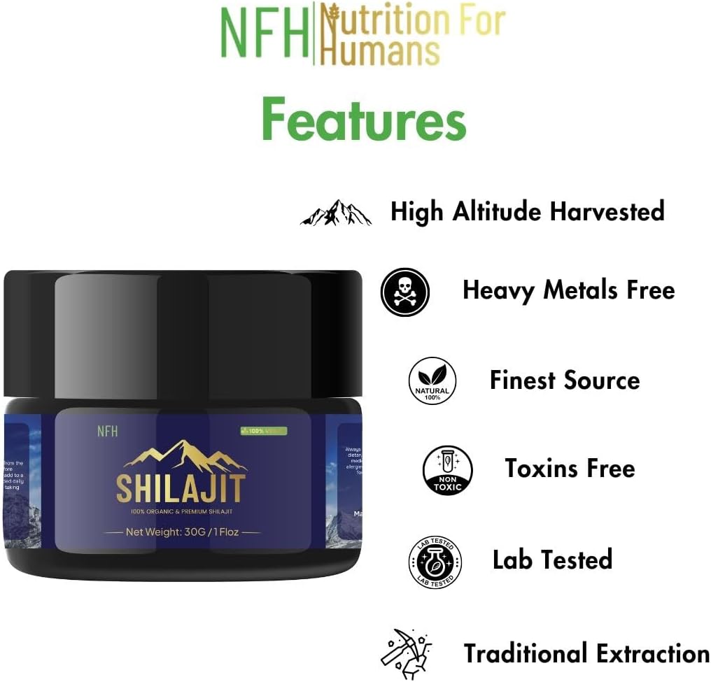 NFH Pure Himalayan Shilajit Resin Supplement | Vitality & Immunity Support | Gold Grade Organic Resin with Fulvic Acid | 30g