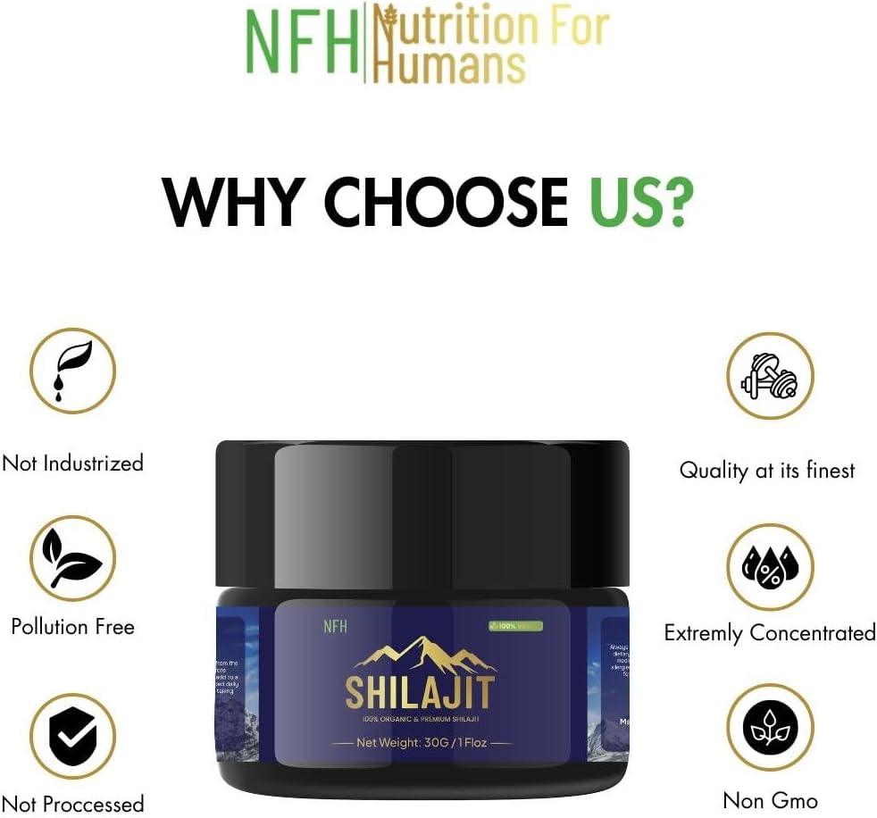NFH Pure Himalayan Shilajit Resin Supplement | Vitality & Immunity Support | Gold Grade Organic Resin with Fulvic Acid | 30g