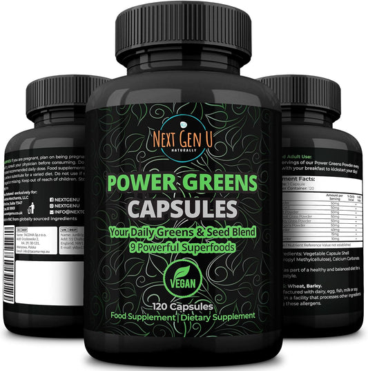 NGU Super Greens Immune System Support Capsules with Mixed Superfoods for Daily Keto Boost - 120 Vegan Capsules
