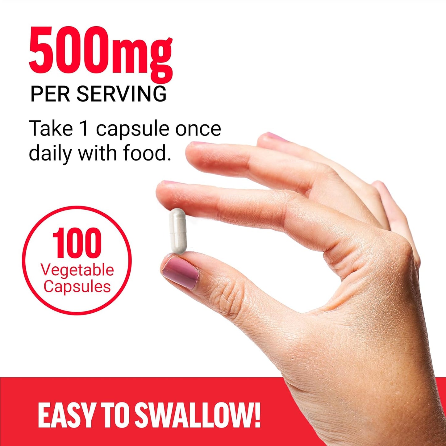 Niacin 500mg Heart-Health Supplement for Cellular Energy & Cardiovascular Health, Vegan, Non-GMO - 100 Vegetable Capsules