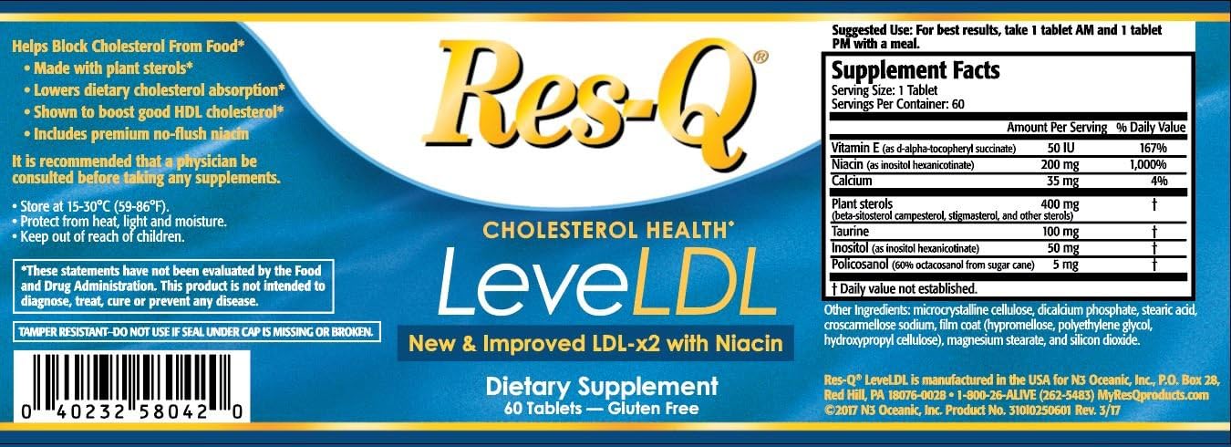 Niacin Enhanced Res-Q LeveLDL Supplement for Cholesterol Management