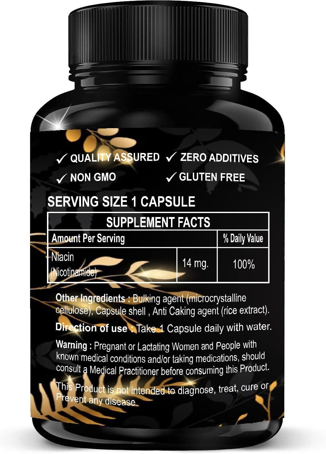 Niacin Vitamin B3 Supplement for Healthy Hair Skin Nails Energy Support - 90 Capsules Non-GMO Vegetarian