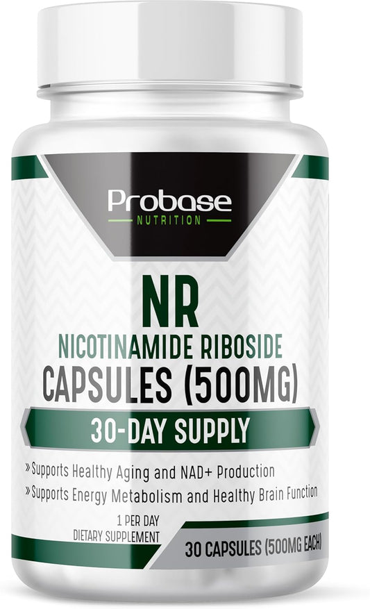 Nicotinamide Riboside (NR) Supplement for Energy and General Wellness | NAD+ Support | 30ct/500mg, 30-Day Supply | Natural Alternative to NMN by Probase Nutrition