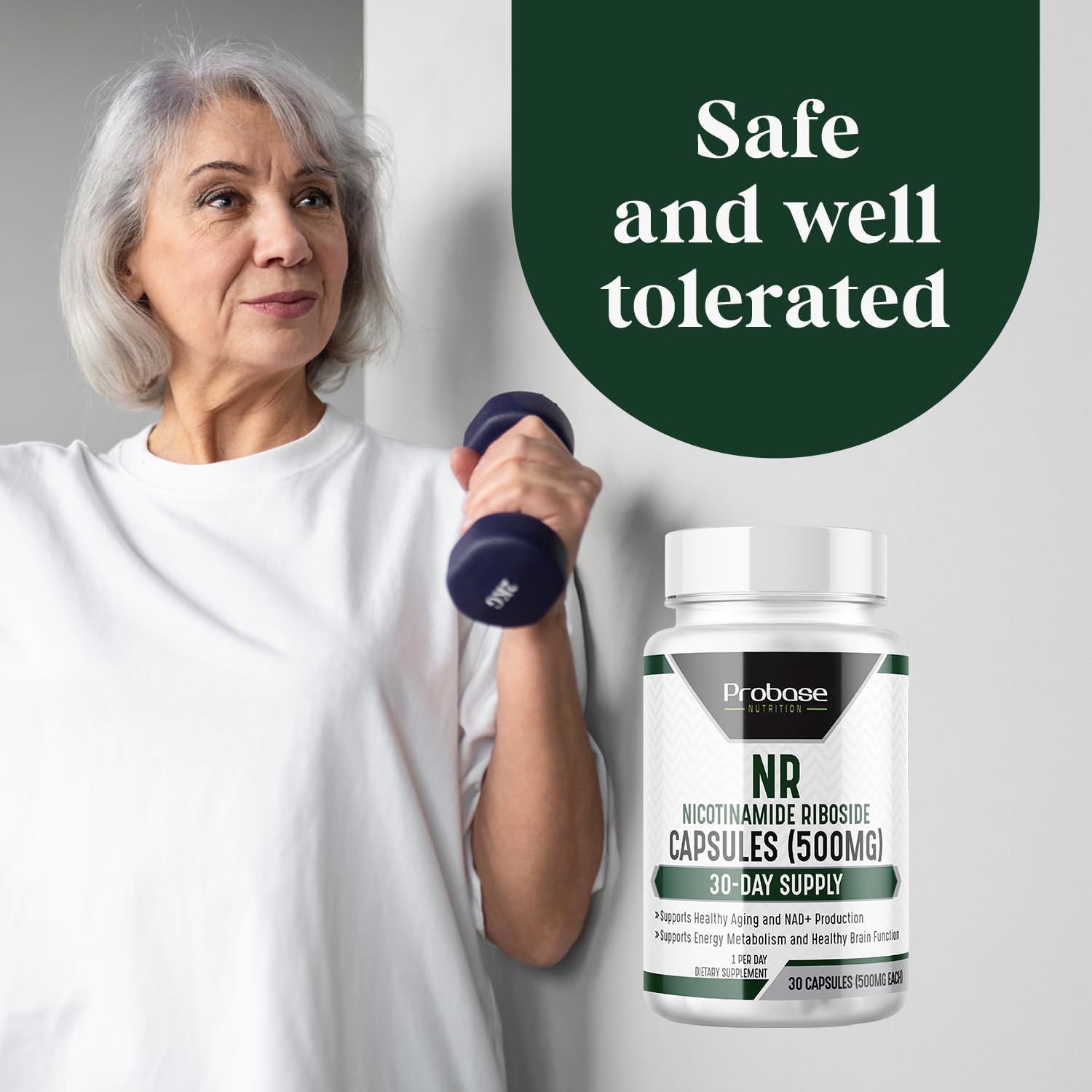 Nicotinamide Riboside (NR) Supplement for Energy and General Wellness | NAD+ Support | 30ct/500mg, 30-Day Supply | Natural Alternative to NMN by Probase Nutrition