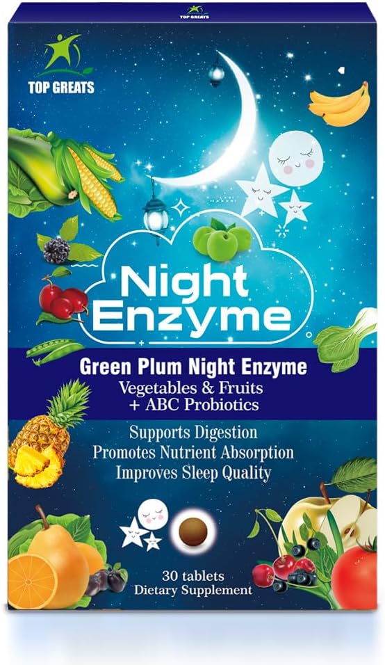 Night Enzyme for Digestive Health and Better Sleep Quality - 30 Tablets for Men and Women