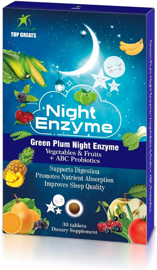 Night Enzyme for Digestive Health and Better Sleep Quality - 30 Tablets for Men and Women