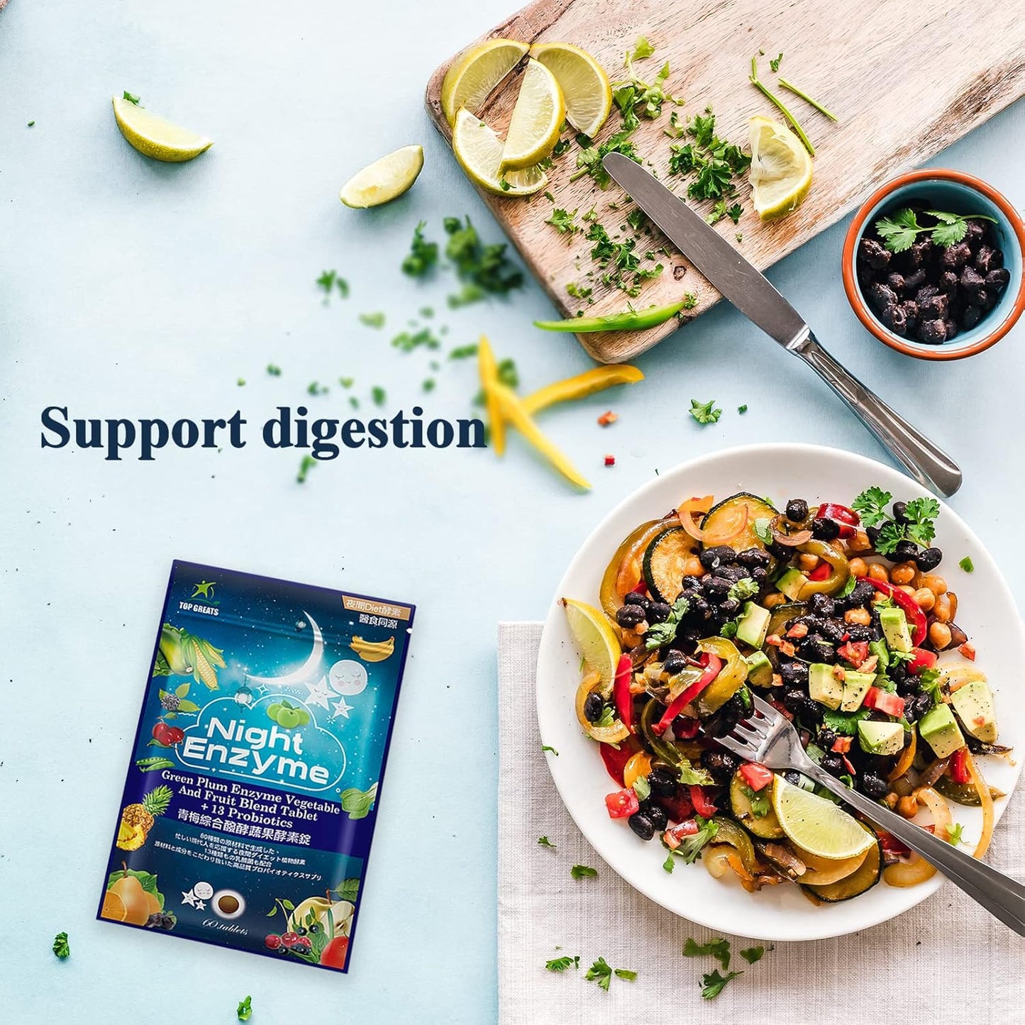 Night Enzyme with Probiotics for Better Digestion and Sleep - 30 Tablets for Men and Women