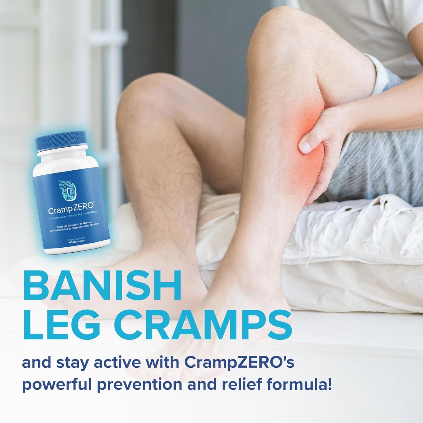 Night Leg Cramps Relief: Potassium Magnesium Supplement with Calcium and Vitamin D3 - 60 Capsules for Muscle Relaxation and Function