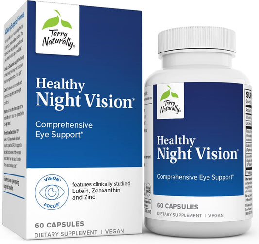Night Vision Support Supplement - Antioxidant Blend for Eye Health and Fatigue Relief - Healthy Macula, Zinc, Vitamin A - 60 Capsules