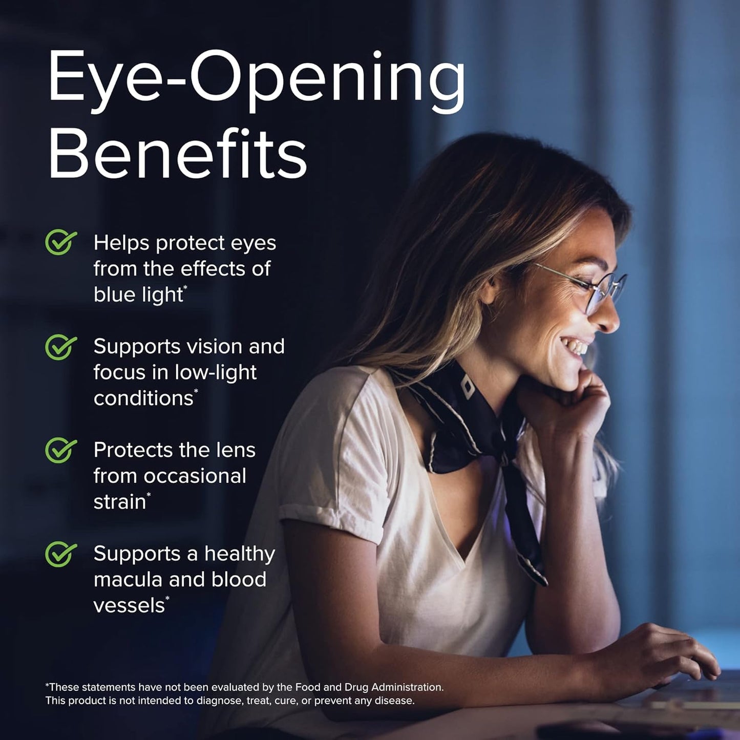 Night Vision Support Supplement - Antioxidant Blend for Eye Health and Fatigue Relief - Healthy Macula, Zinc, Vitamin A - 60 Capsules