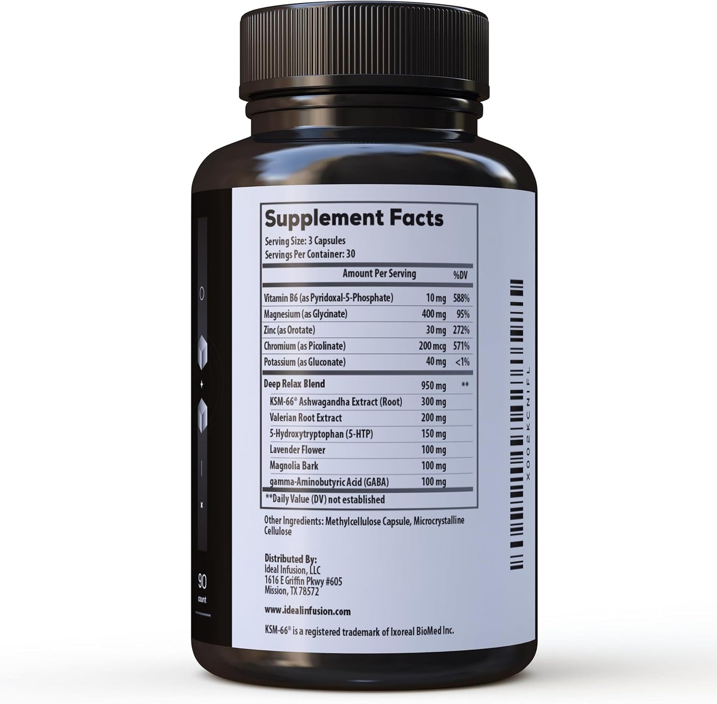 Nighttime Recovery & Deep Sleep Supplement with Magnesium Glycinate and KSM-66 for Relaxation and Stress Support - Vegan Formula for Muscle Cramp Relief