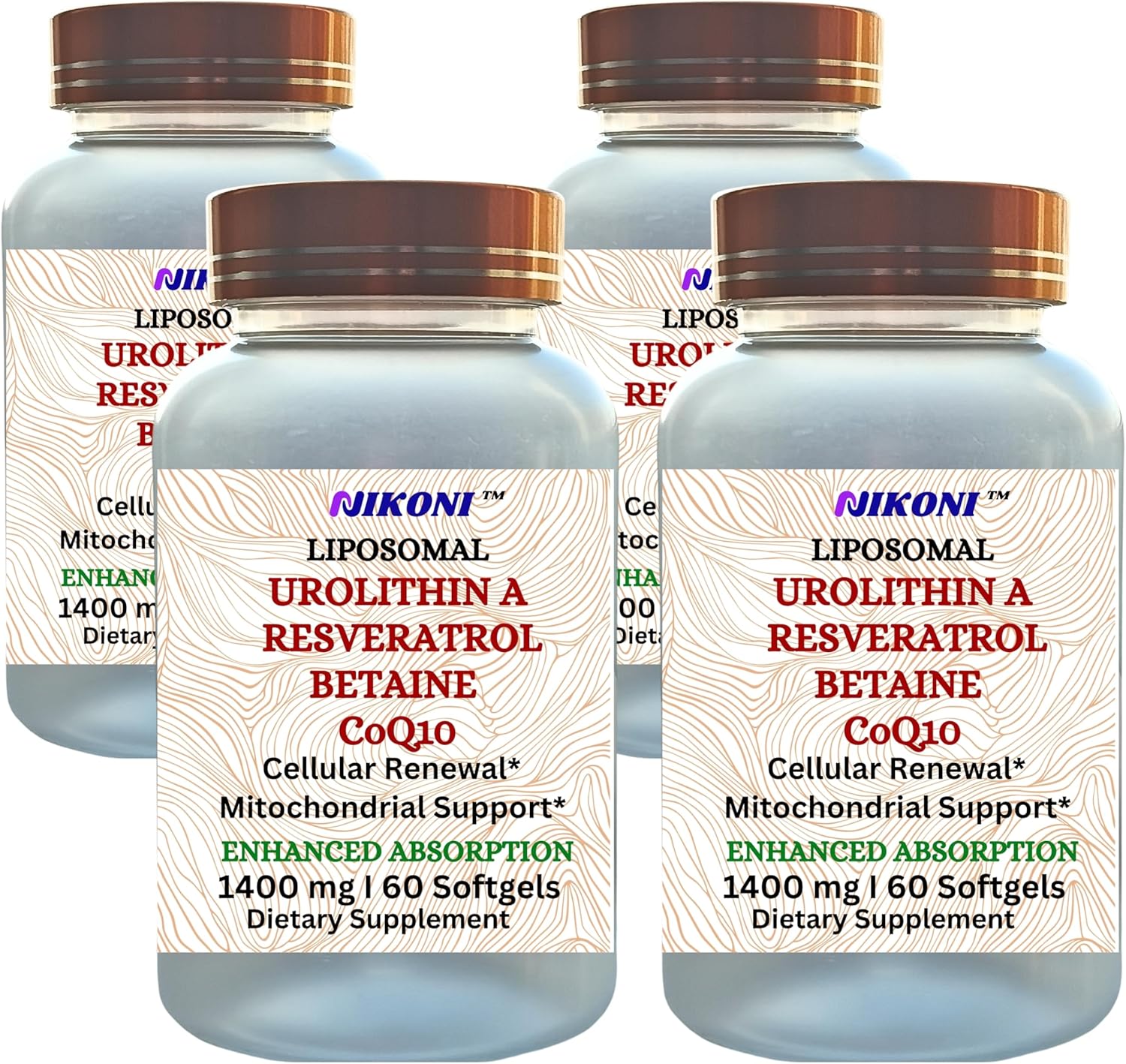 Nikoni Liposomal Urolithin-A Supplement 1400mg for Healthy Aging, Cell Renewal, Muscle Health - 240 Softgels