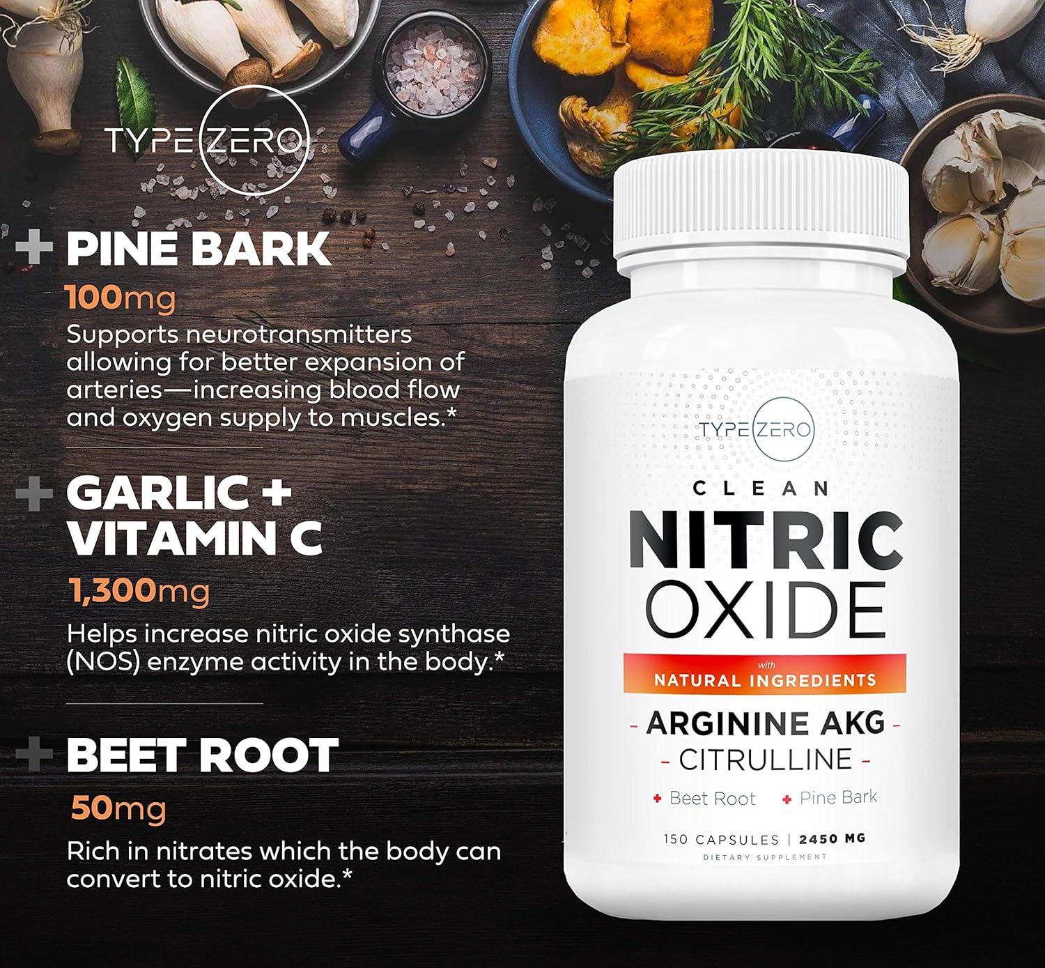 Nitric Oxide Boost Supplement with Beetroot, Arginine, Citrulline, Pine Bark, Garlic, and Vitamin C - 150 Veggie Capsules for Men - Enhanced Blood Flow Formula