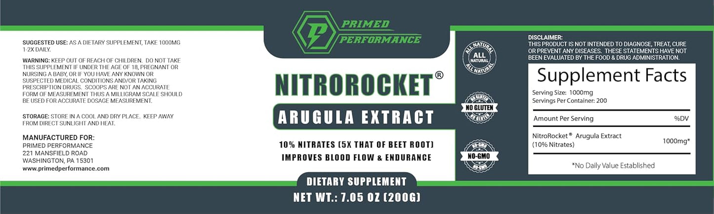 Nitric Oxide Booster for Enhanced Performance - Supports Blood Flow & Energy - Supplements for Men and Women - Boost Cognitive Function & Oxygenation - 200g