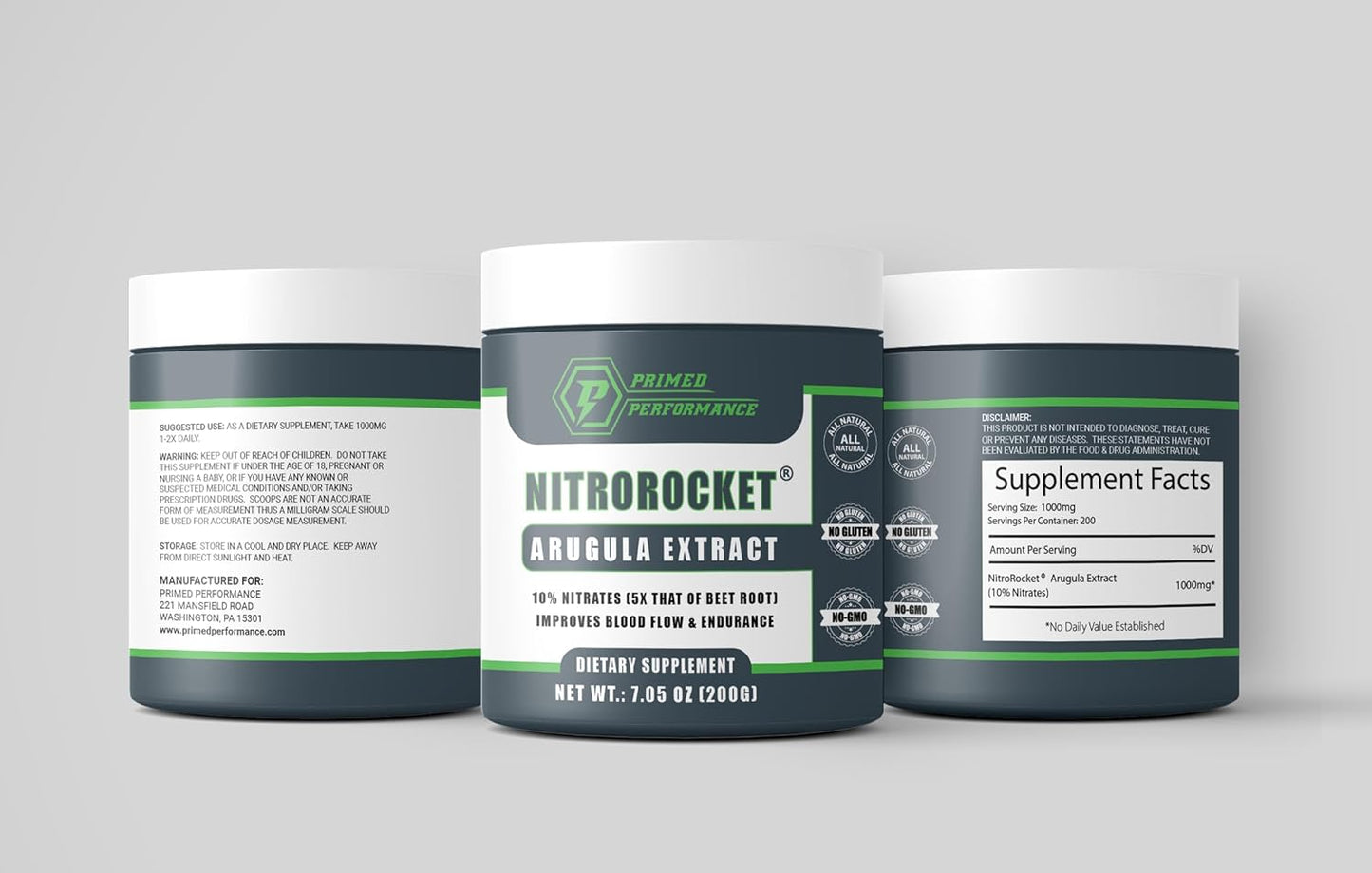 Nitric Oxide Booster for Enhanced Performance - Supports Blood Flow & Energy - Supplements for Men and Women - Boost Cognitive Function & Oxygenation - 200g