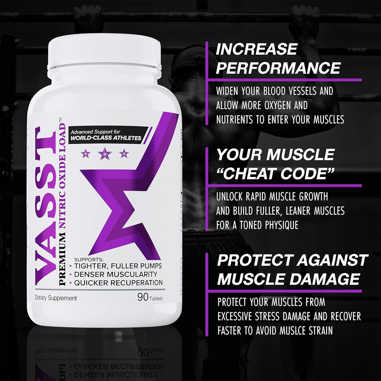 Nitric Oxide Booster Supplement for Muscle Building and Vascularity - 90 Tablets with 3,000mg of Arginine-AKG, OKG, GKG, and L-Arginine HCL