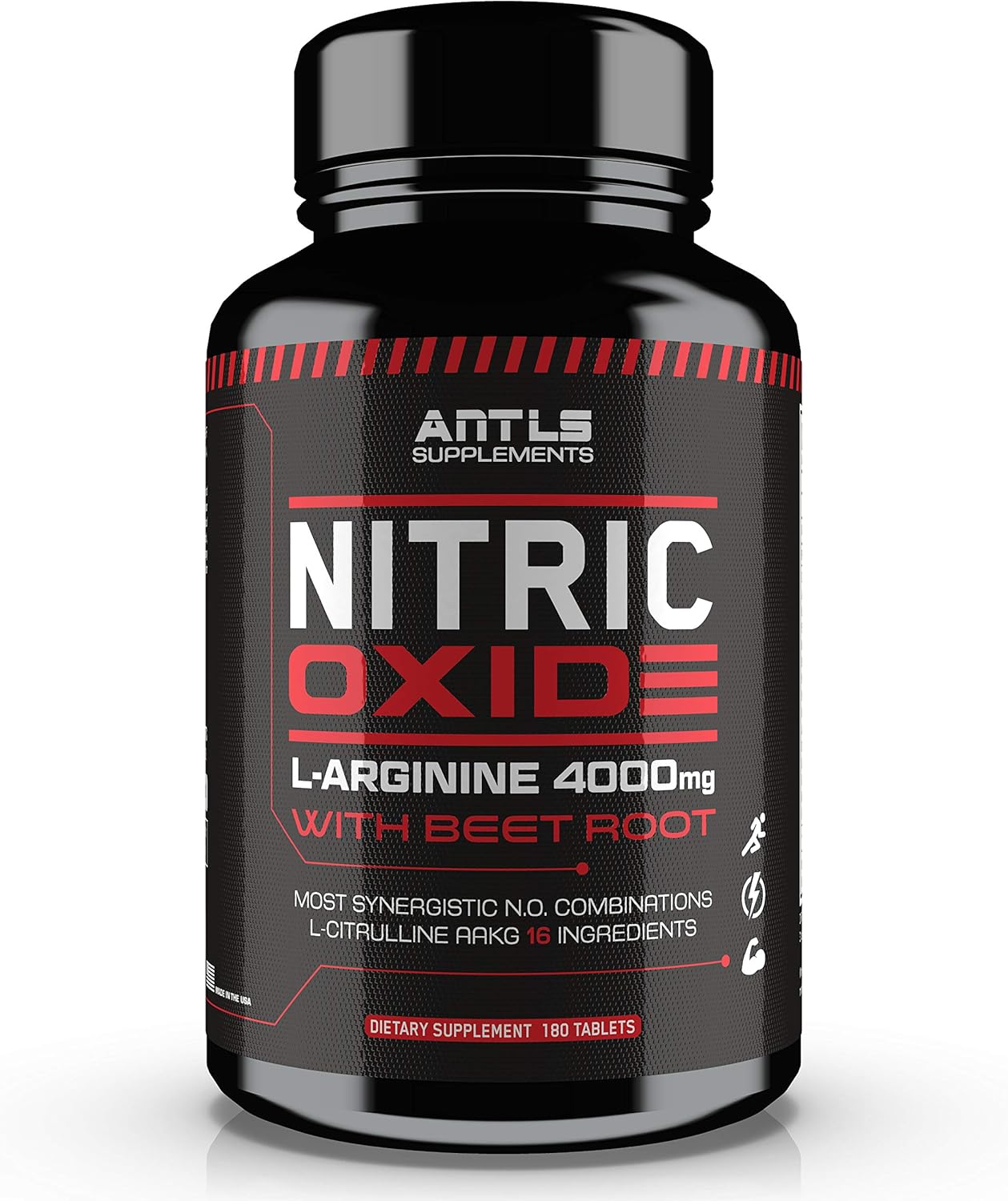 Nitric Oxide Booster Supplement with L-Arginine, L-Citrulline, AAKG, Beet Root - Pre Workout Muscle Growth Pills - 180 Capsules