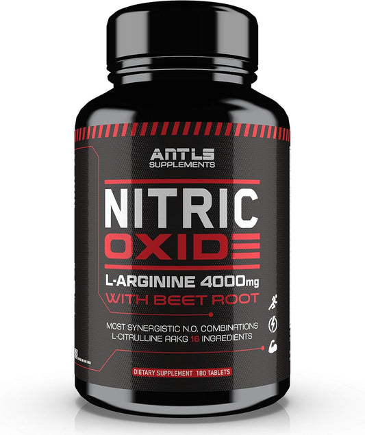 Nitric Oxide Booster Supplement with L-Arginine, L-Citrulline, AAKG, Beet Root - Pre Workout Muscle Growth Pills - 180 Capsules