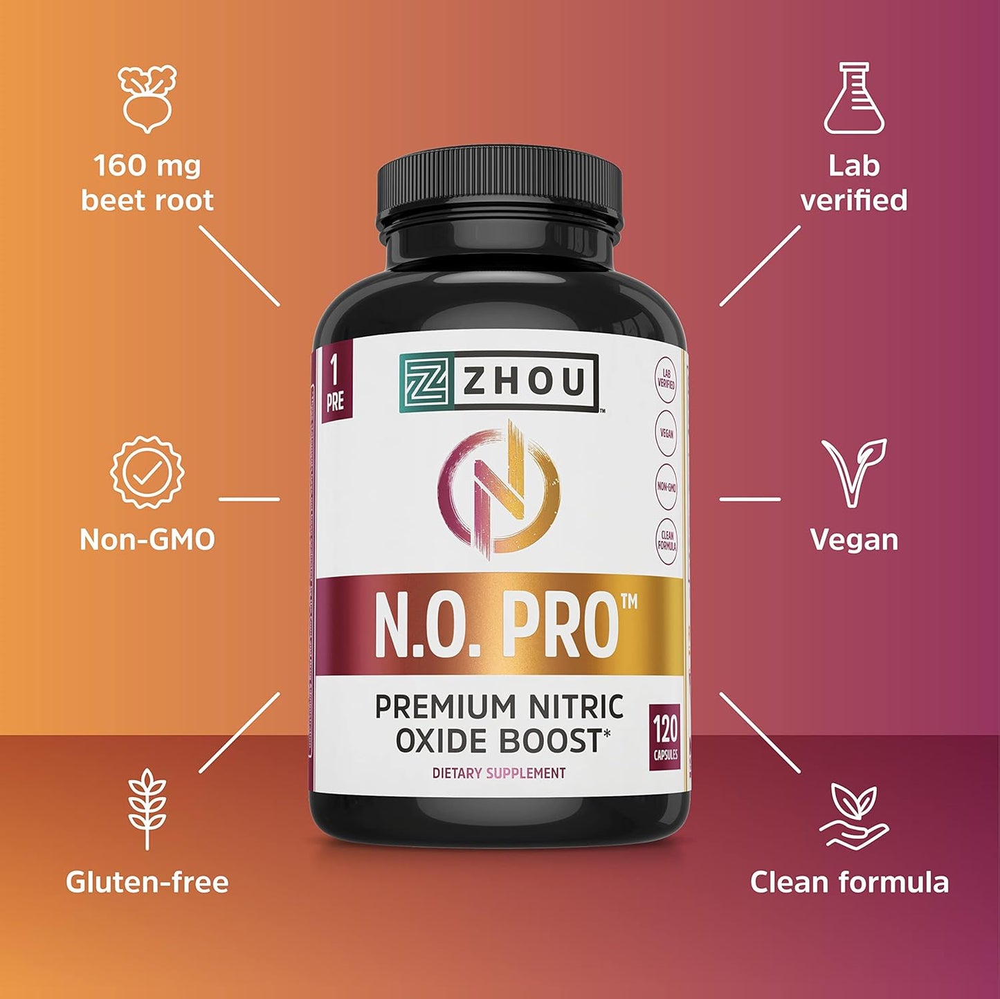 Nitric Oxide Booster with L Arginine, Citrulline Malate, AAKG, and Beet Root - Enhances Strength, Blood Flow, and Endurance - 30 Servings, 120 Capsules