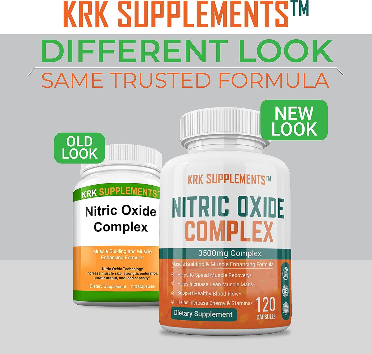 Nitric Oxide Complex: 3 Bottles, 3500mg Per Serving, L-Arginine, AAKG, Citrulline Malate - 360 Capsules