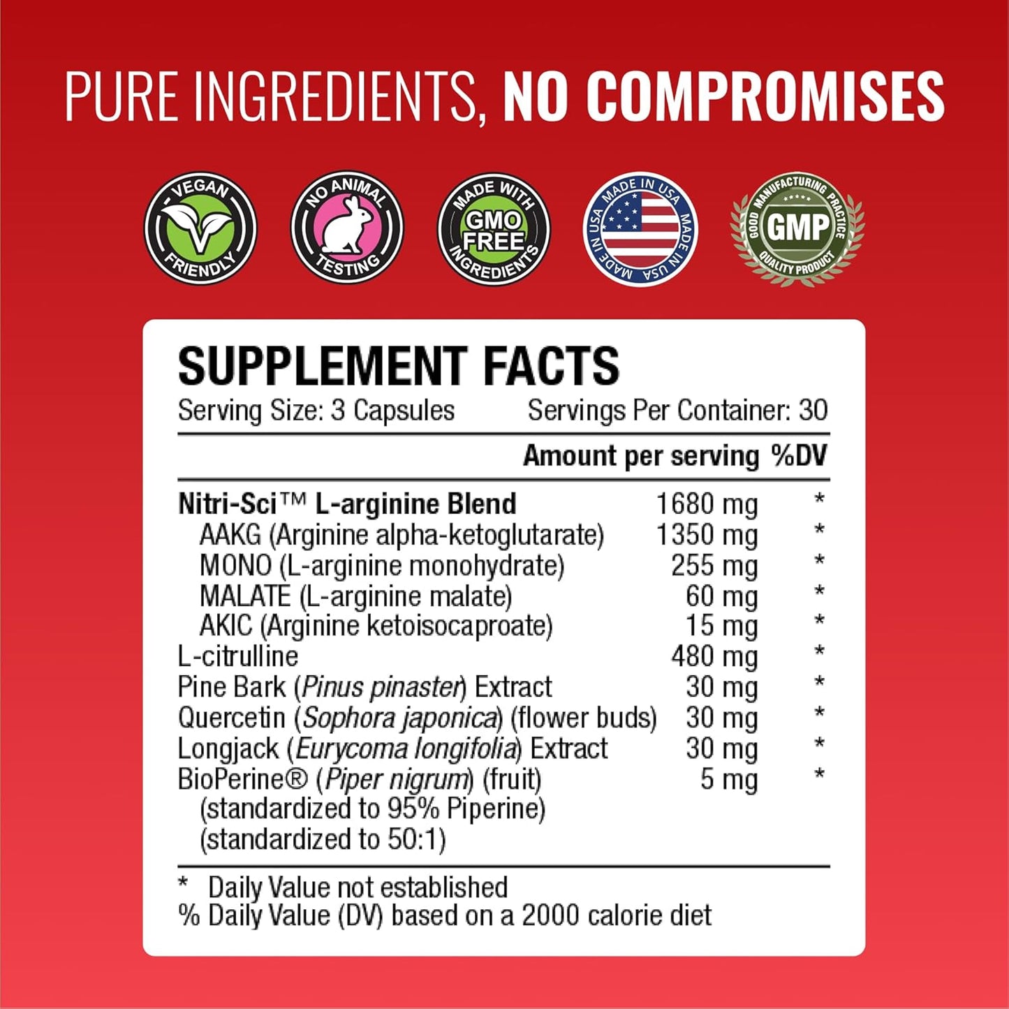 Nitric Oxide MD Supplement for Muscle Development, Lean Body Mass, Energy Boost - 90 Capsules