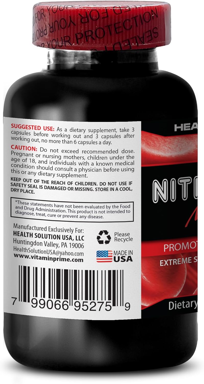 Nitric Oxide Muscle Pump Supplements for Extreme Strength and Growth - 2400mg Workout Pills for Men and Women - 2 Bottles 120 Capsules